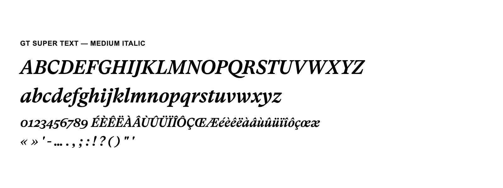 Spécimen de GT Super Text Medium Italic