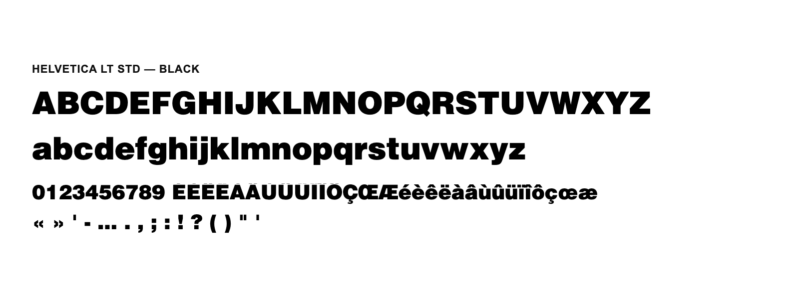 Spécimen de Helvetica LT Std Black