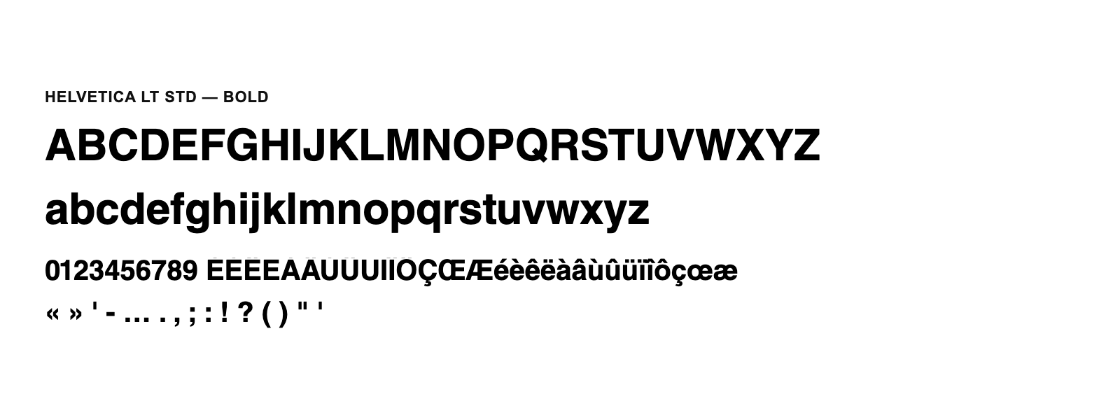 Spécimen de Helvetica LT Std Bold