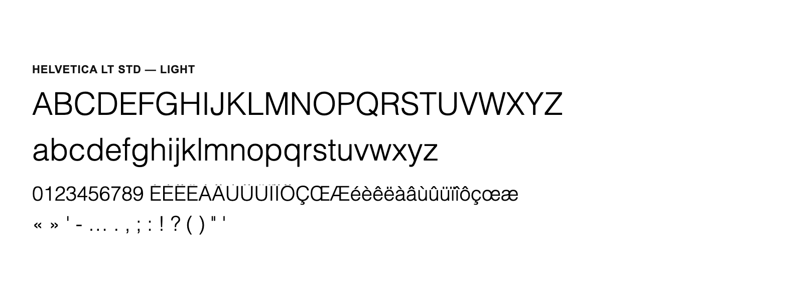 Spécimen de Helvetica LT Std Light