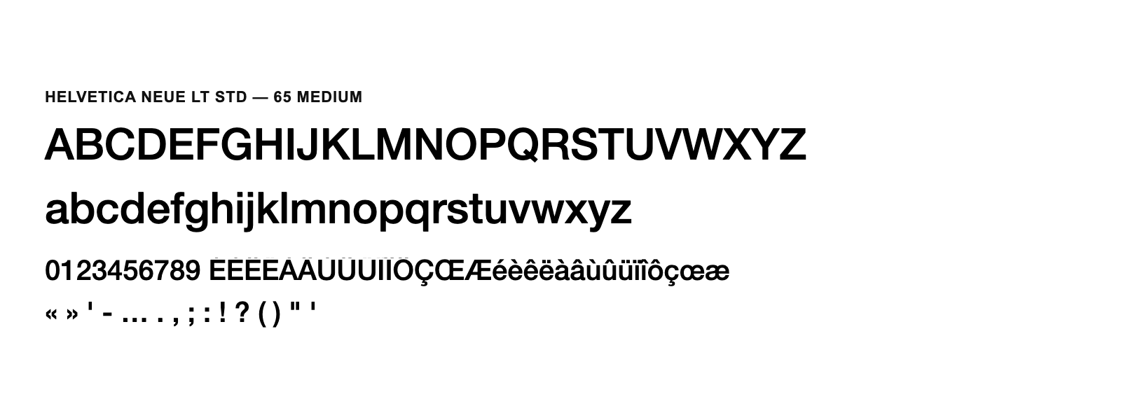 Spécimen de Helvetica Neue LT Std 65 Medium