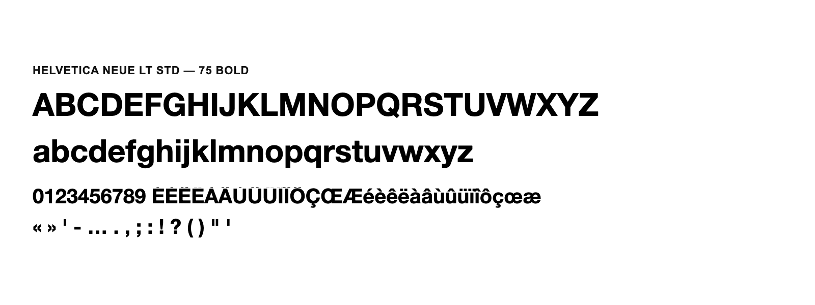 Spécimen de Helvetica Neue LT Std 75 Bold