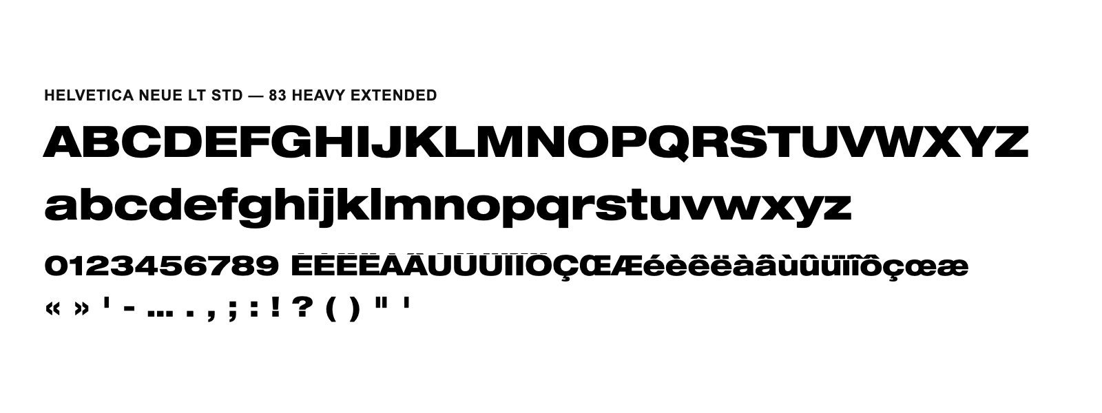 Spécimen de Helvetica Neue LT Std 83 Heavy Extended
