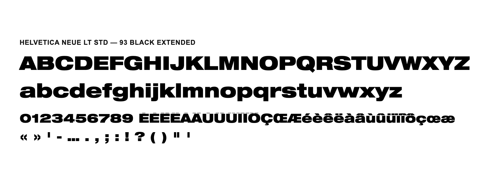 Spécimen de Helvetica Neue LT Std 93 Black Extended