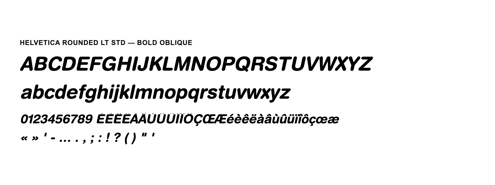 Spécimen de Helvetica Rounded LT Std Bold Oblique