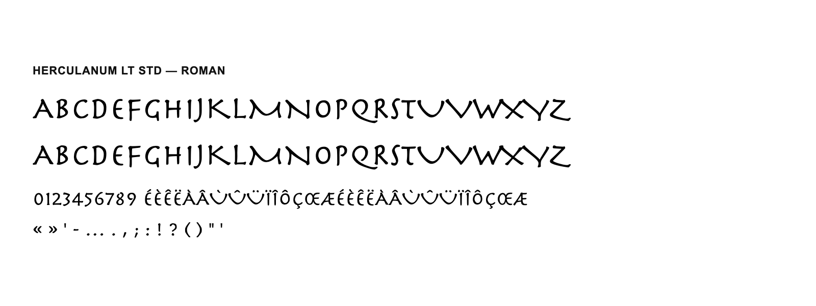 Spécimen de Herculanum LT Std Roman