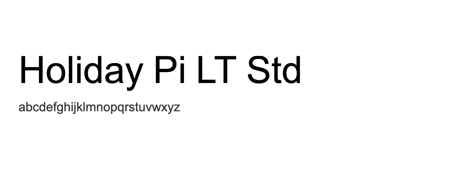 Spécimen de Holiday Pi LT Std