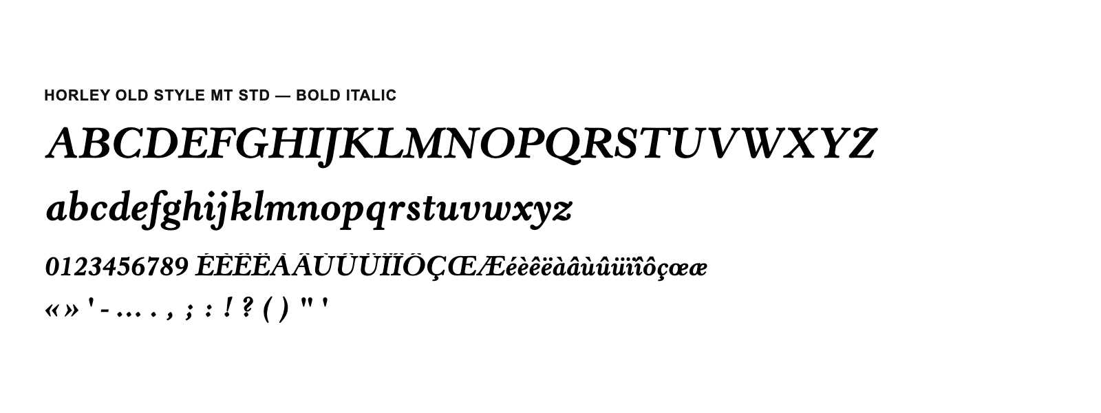 Spécimen de Horley Old Style MT Std Bold Italic