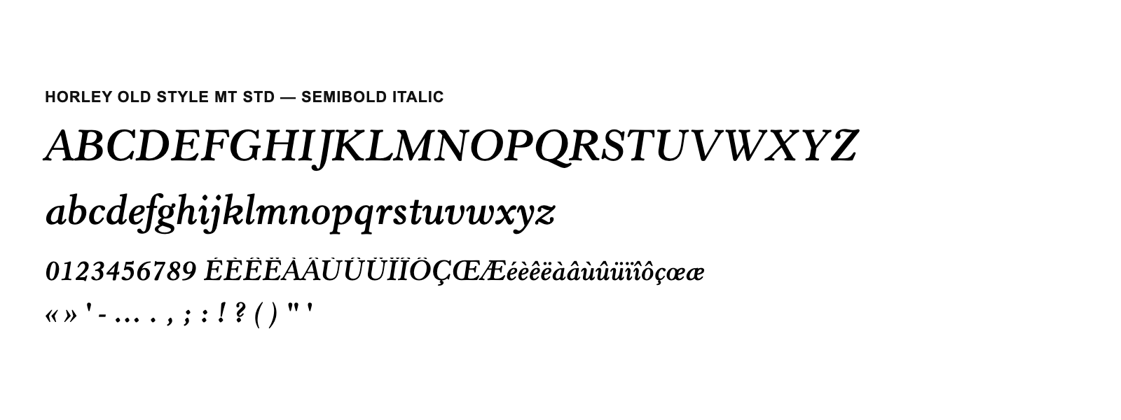 Spécimen de Horley Old Style MT Std Semibold Italic