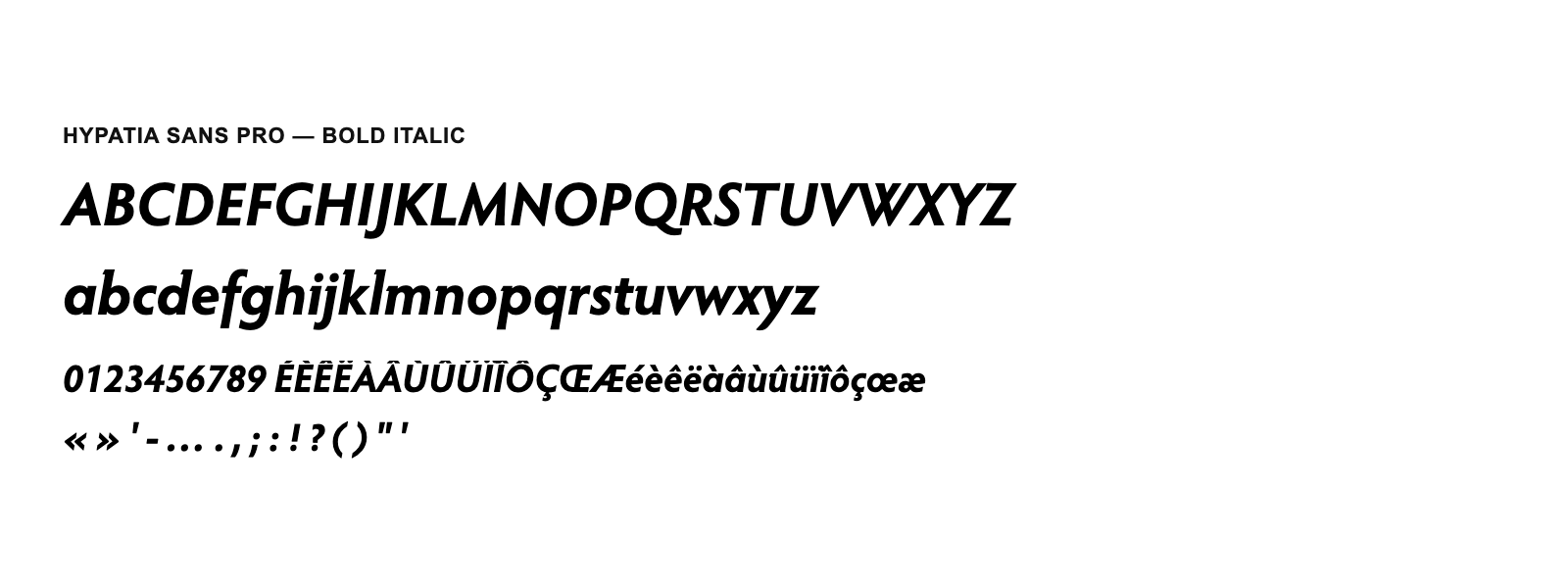 Spécimen de Hypatia Sans Pro Bold Italic