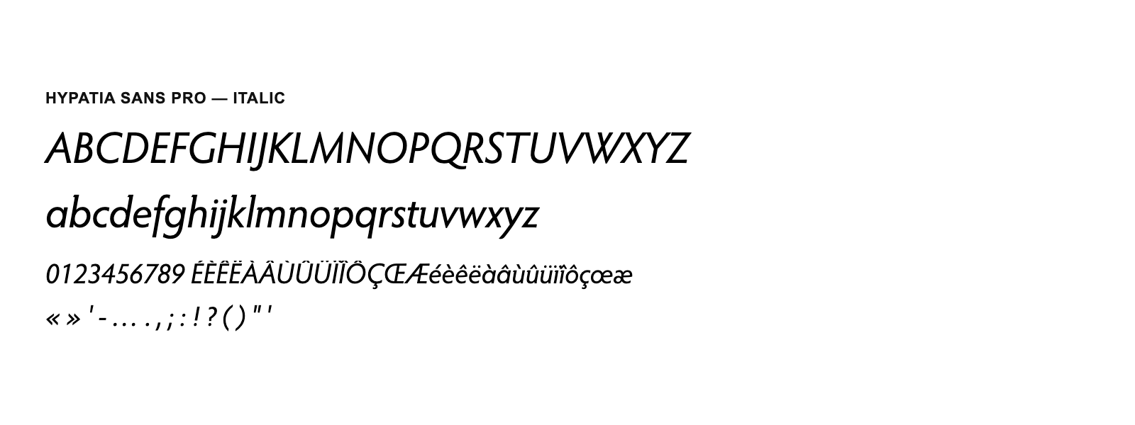 Spécimen de Hypatia Sans Pro Italic