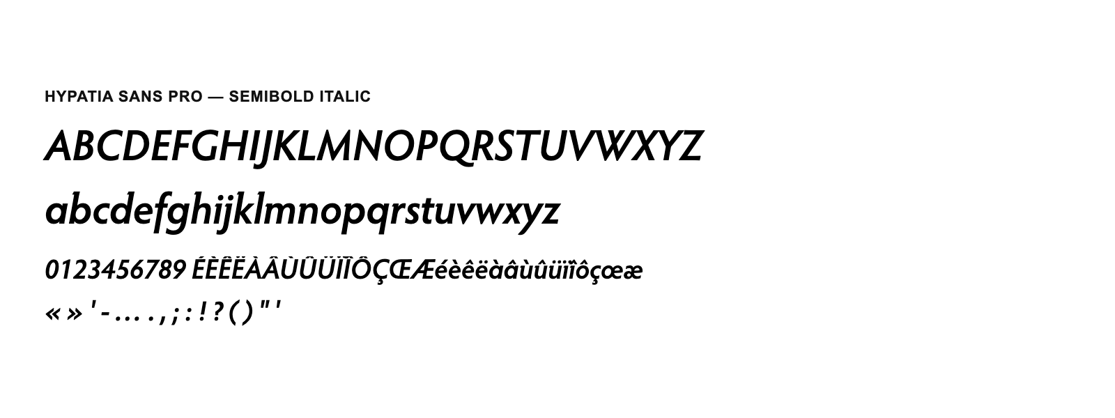 Spécimen de Hypatia Sans Pro Semibold Italic