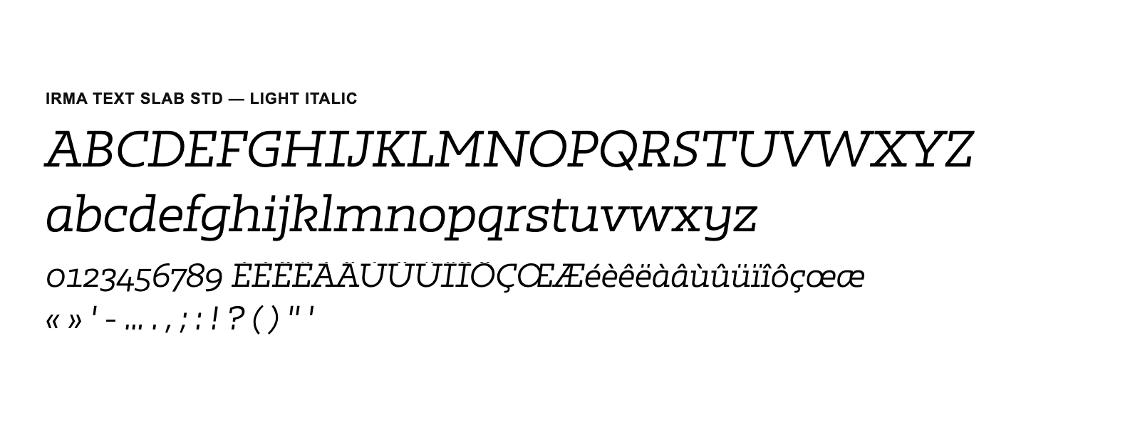 Spécimen de Irma Text Slab Std Light Italic