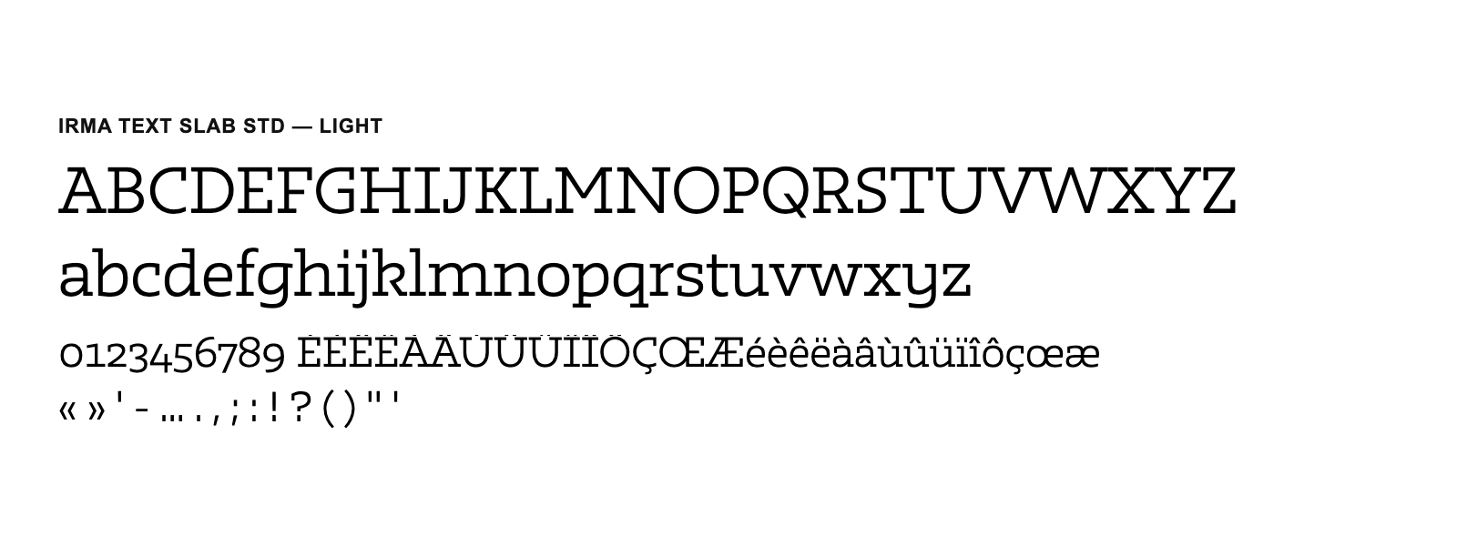 Spécimen de Irma Text Slab Std Light