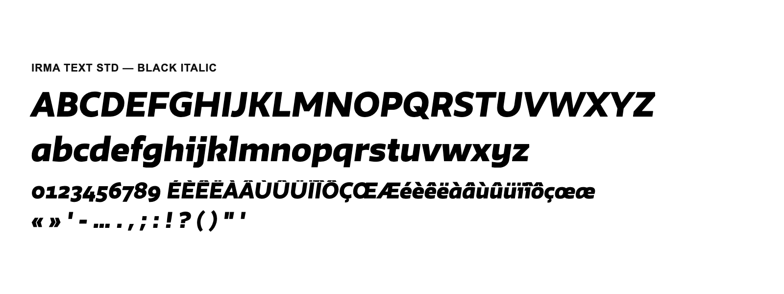 Spécimen de Irma Text Std Black Italic