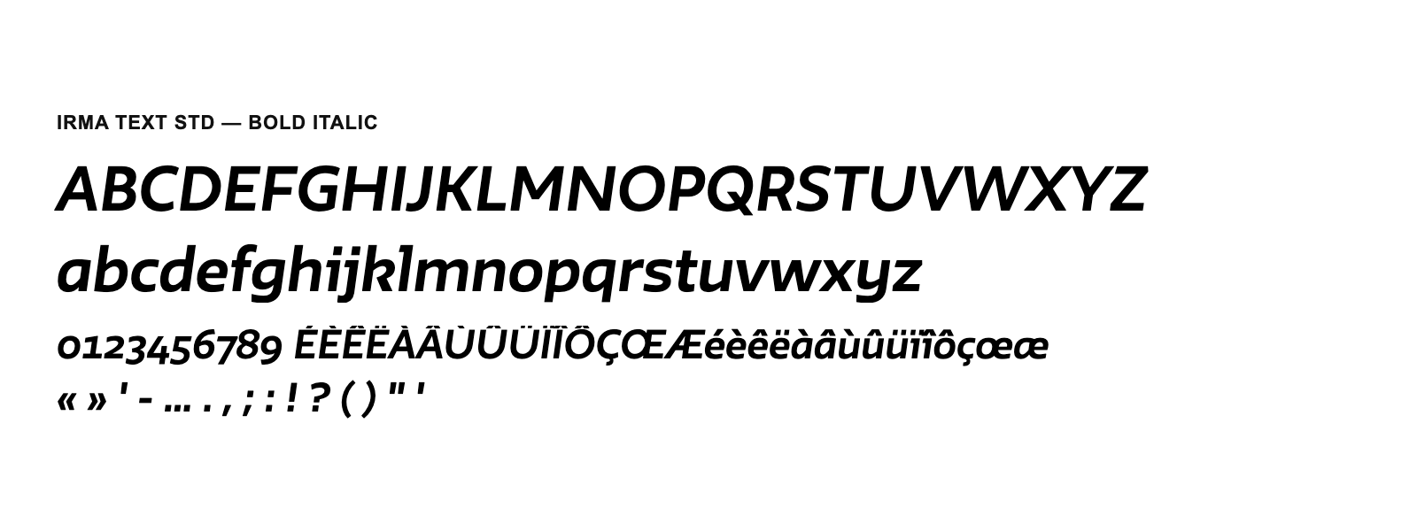 Spécimen de Irma Text Std Bold Italic