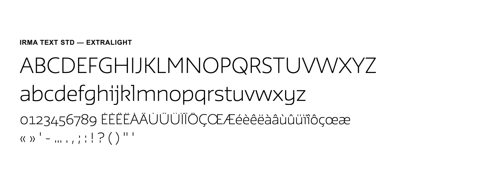 Spécimen de Irma Text Std ExtraLight