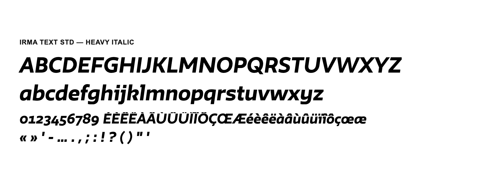 Spécimen de Irma Text Std Heavy Italic