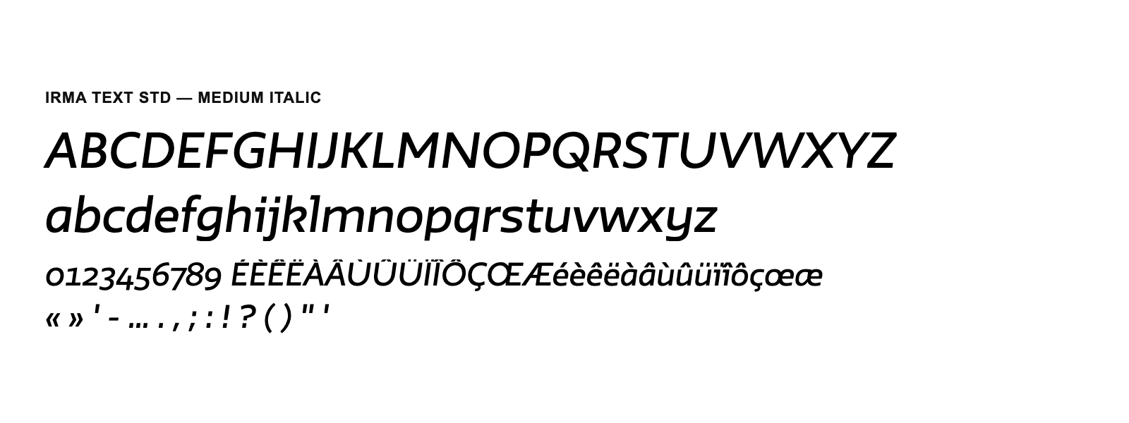 Spécimen de Irma Text Std Medium Italic
