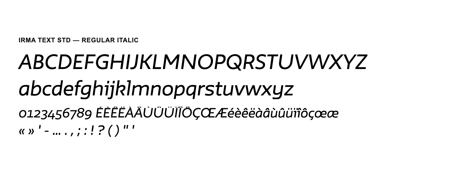 Spécimen de Irma Text Std Regular Italic
