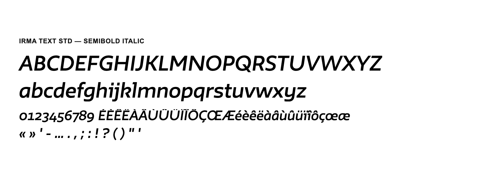 Spécimen de Irma Text Std SemiBold Italic