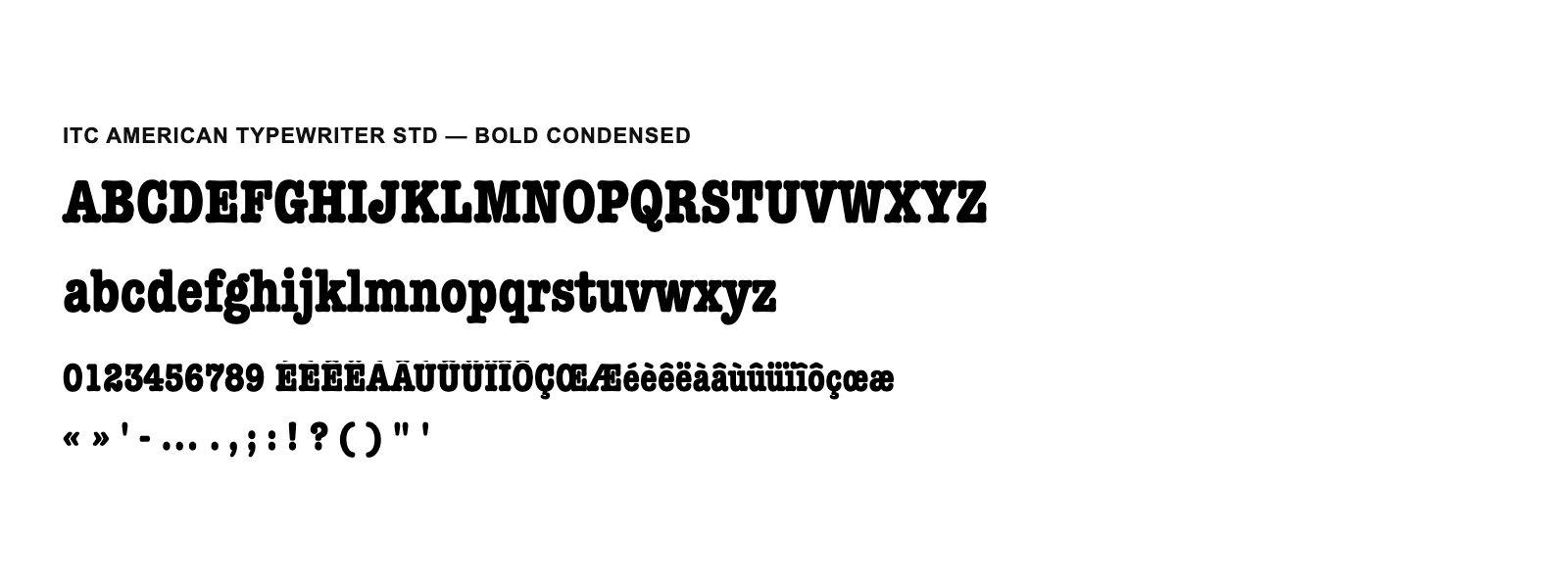 Spécimen de ITC American Typewriter Std Bold Condensed