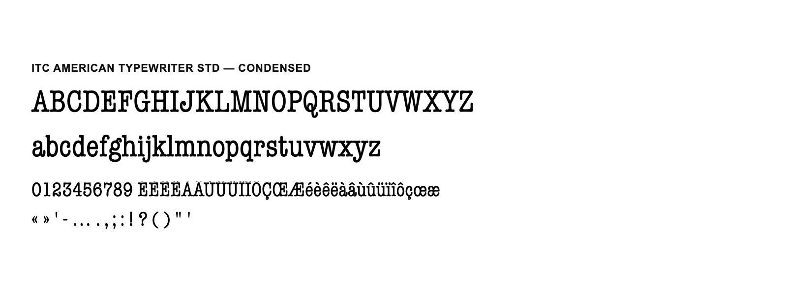 Spécimen de ITC American Typewriter Std Condensed