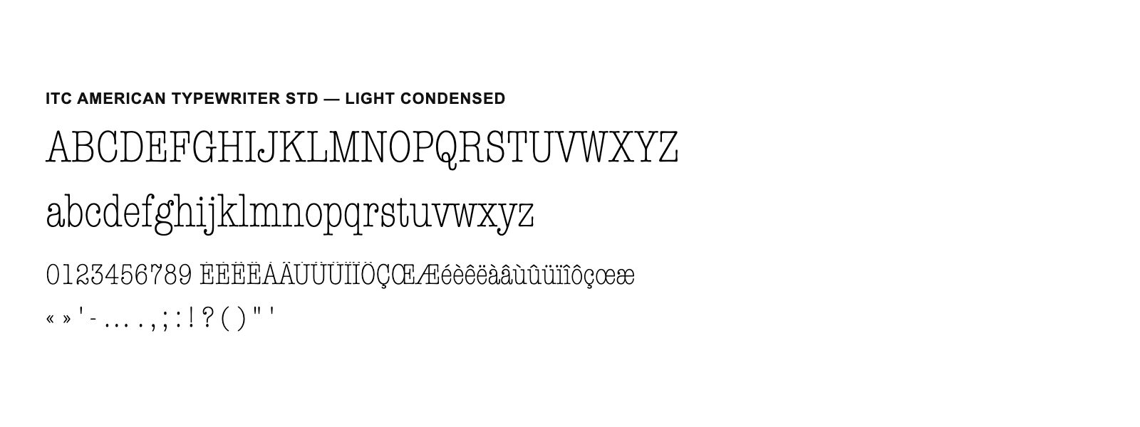 Spécimen de ITC American Typewriter Std Light Condensed