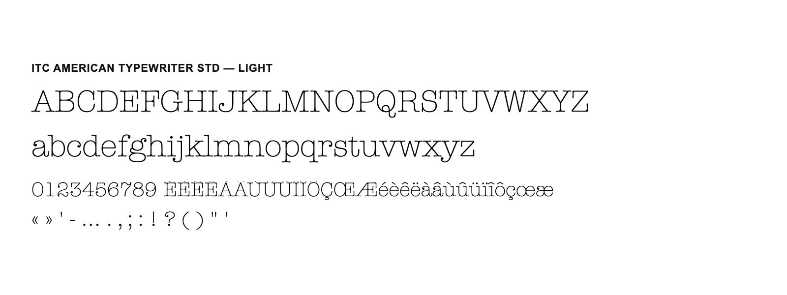 Spécimen de ITC American Typewriter Std Light