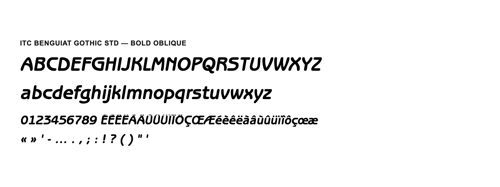 Spécimen de ITC Benguiat Gothic Std Bold Oblique