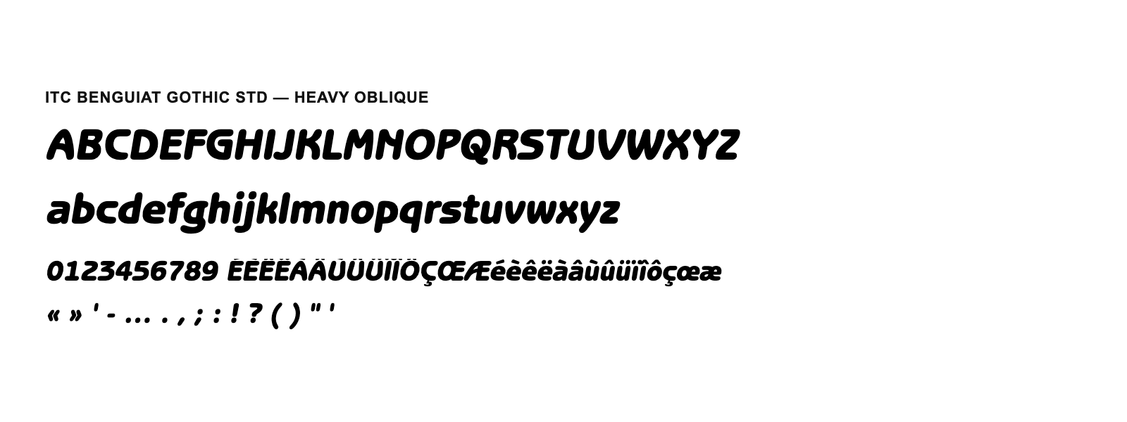 Spécimen de ITC Benguiat Gothic Std Heavy Oblique