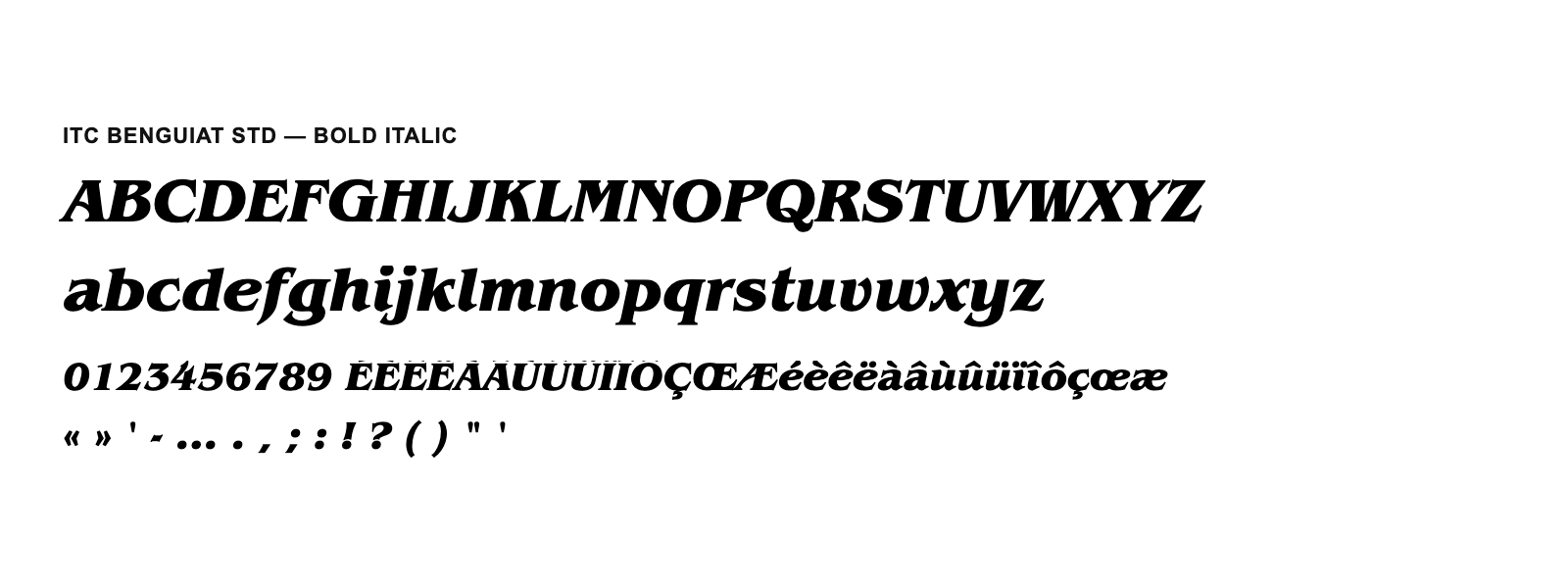 Spécimen de ITC Benguiat Std Bold Italic