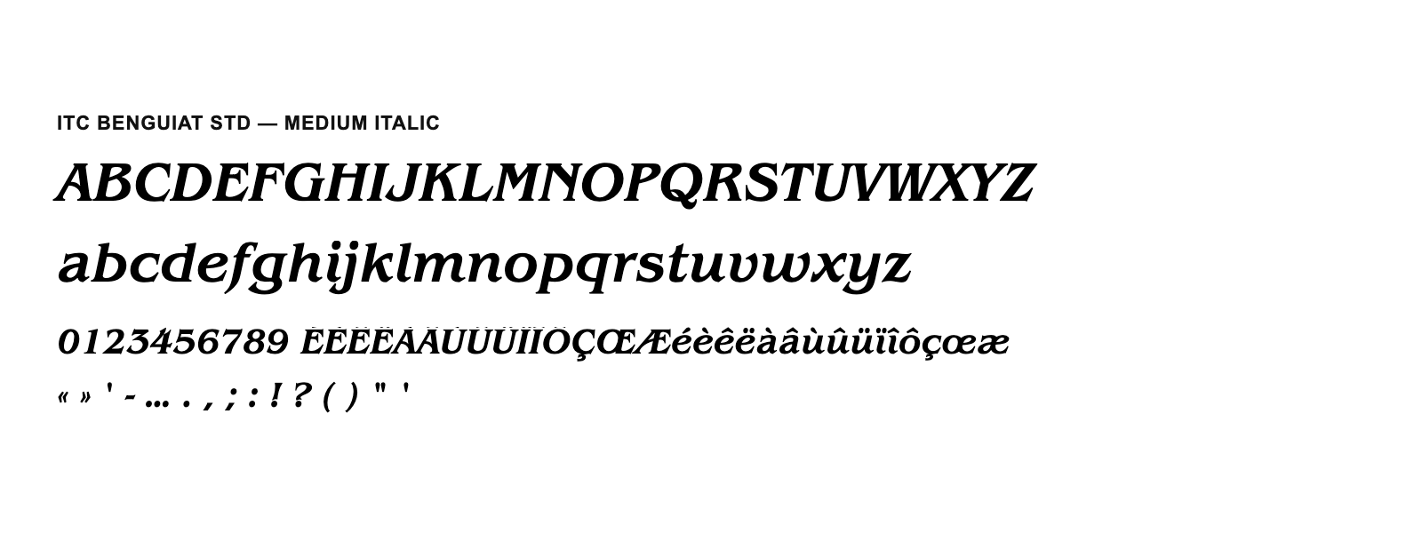 Spécimen de ITC Benguiat Std Medium Italic