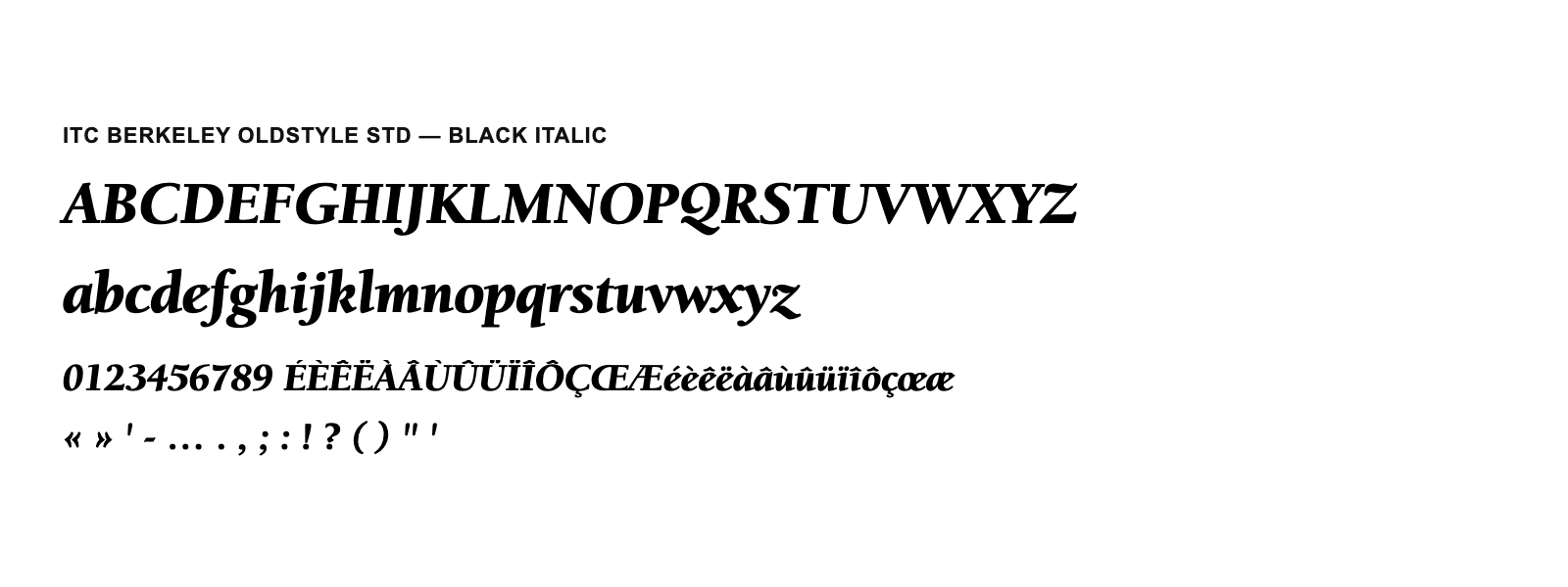 Spécimen de ITC Berkeley Oldstyle Std Black Italic
