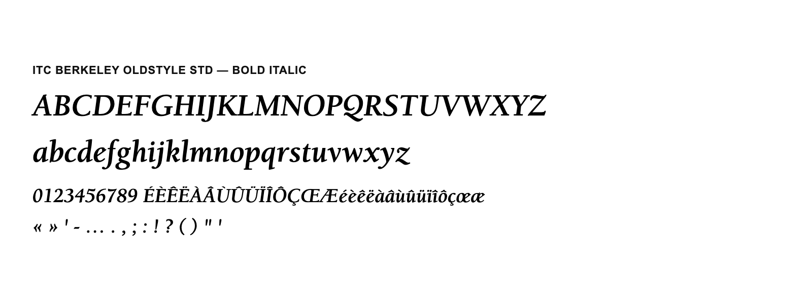 Spécimen de ITC Berkeley Oldstyle Std Bold Italic