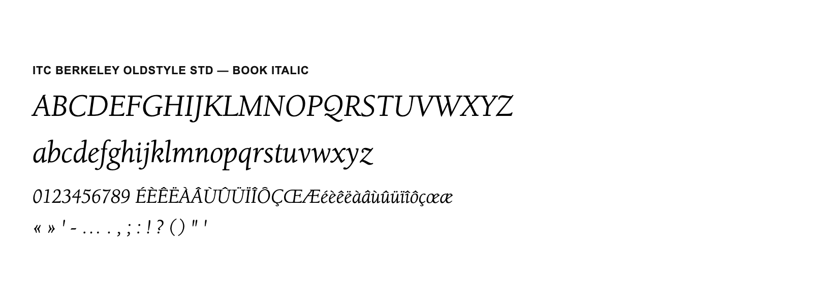 Spécimen de ITC Berkeley Oldstyle Std Book Italic