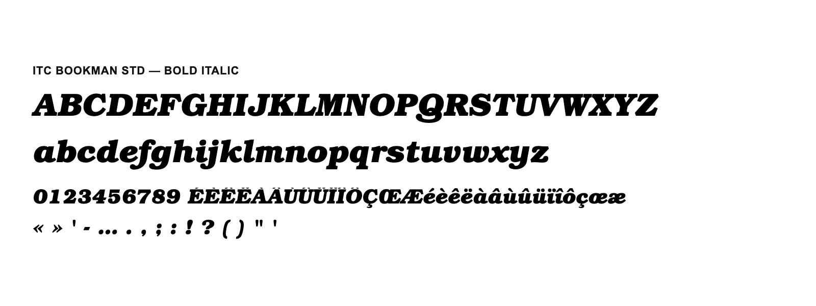 Spécimen de ITC Bookman Std Bold Italic