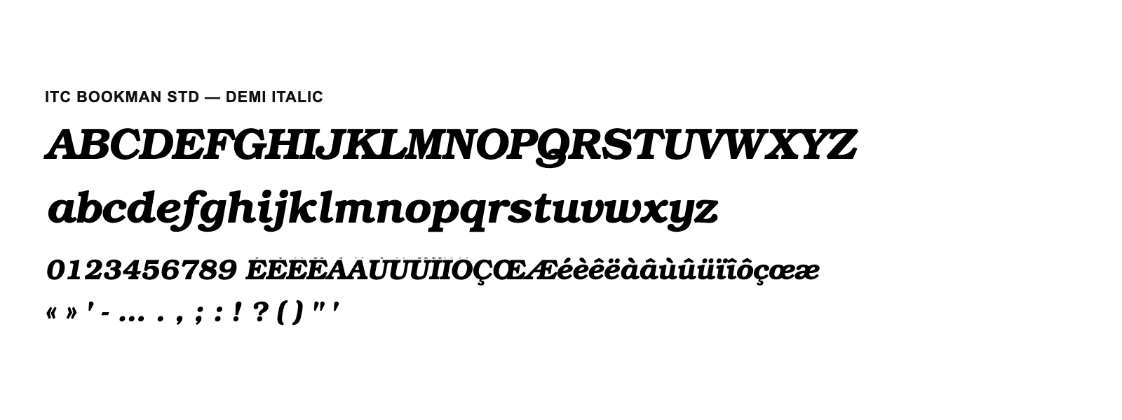 Spécimen de ITC Bookman Std Demi Italic