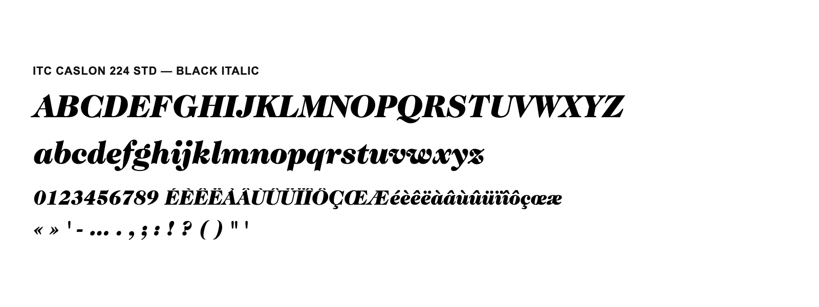 Spécimen de ITC Caslon 224 Std Black Italic