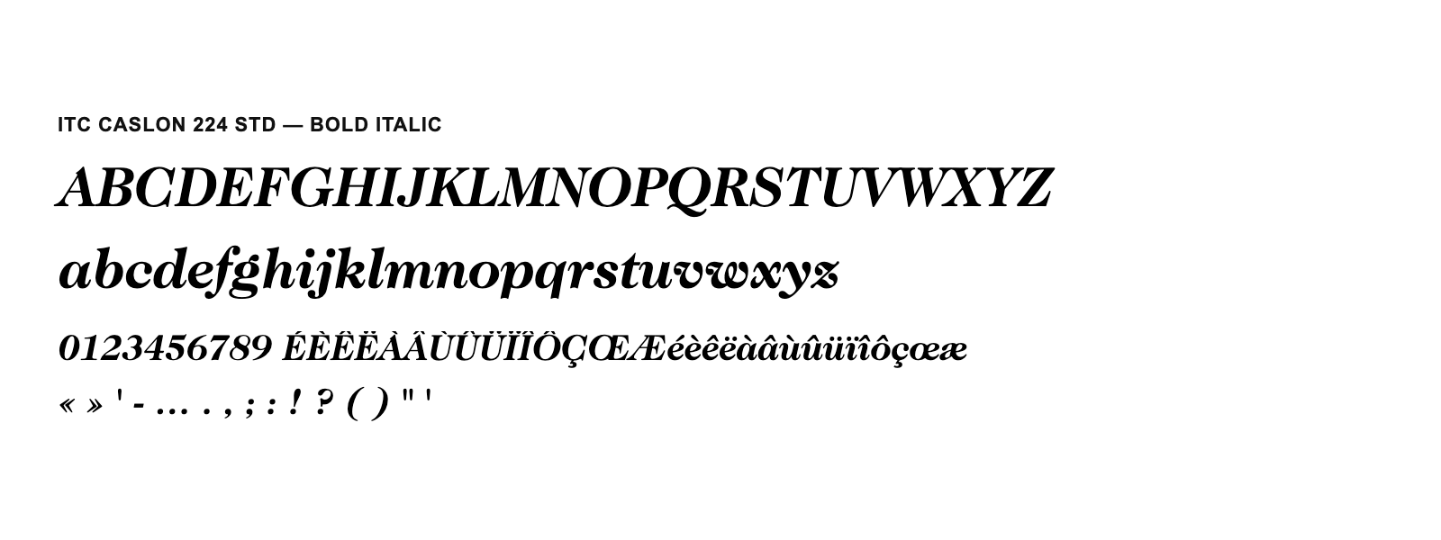 Spécimen de ITC Caslon 224 Std Bold Italic