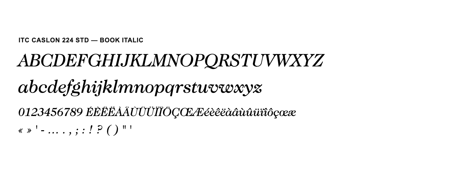 Spécimen de ITC Caslon 224 Std Book Italic