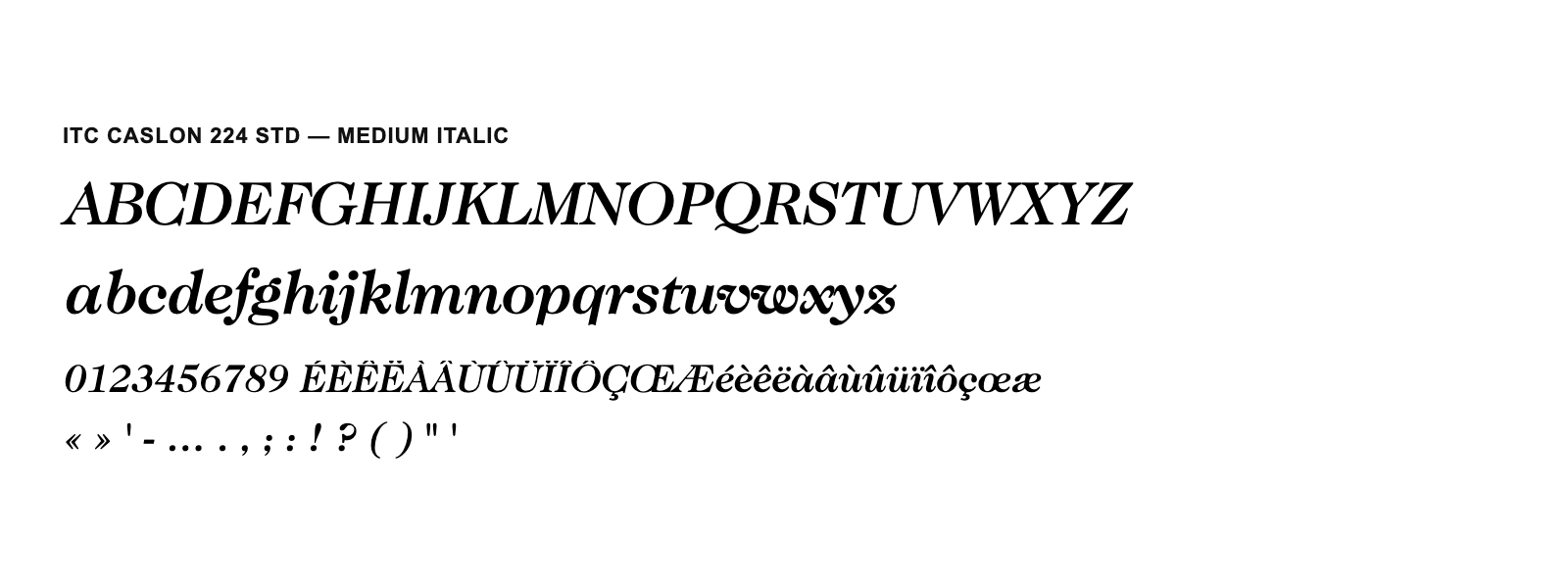 Spécimen de ITC Caslon 224 Std Medium Italic