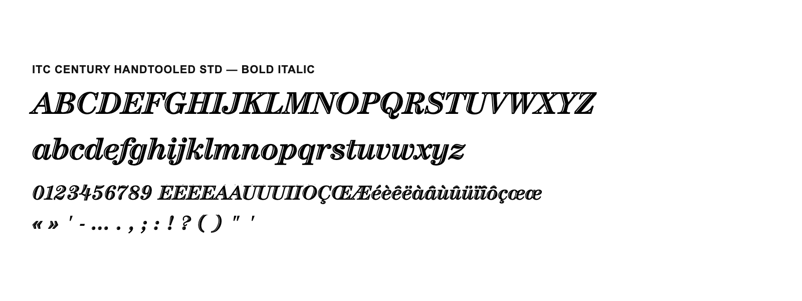 Spécimen de ITC Century Handtooled Std Bold Italic