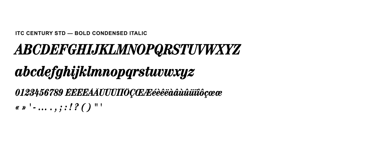 Spécimen de ITC Century Std Bold Condensed Italic