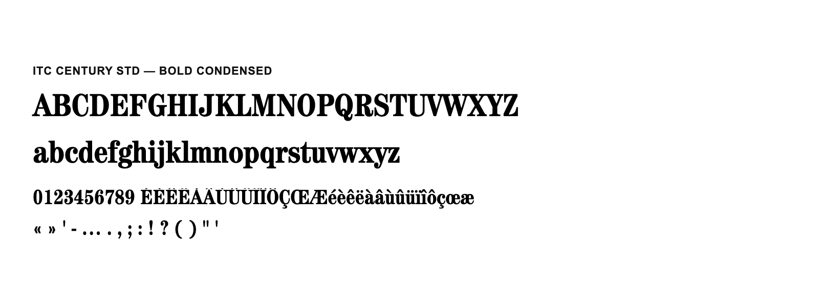 Spécimen de ITC Century Std Bold Condensed