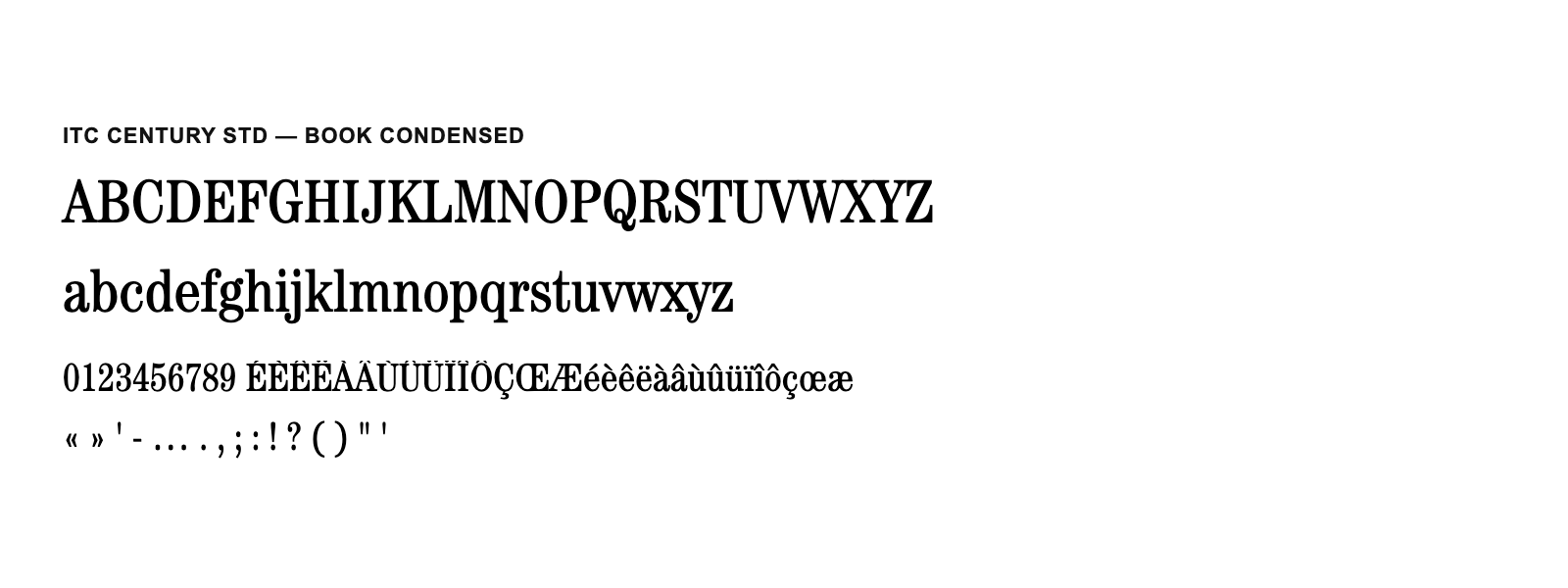 Spécimen de ITC Century Std Book Condensed