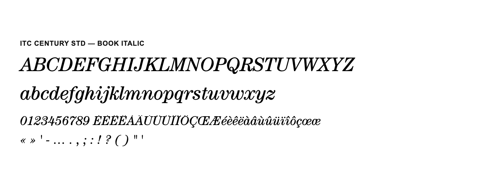 Spécimen de ITC Century Std Book Italic