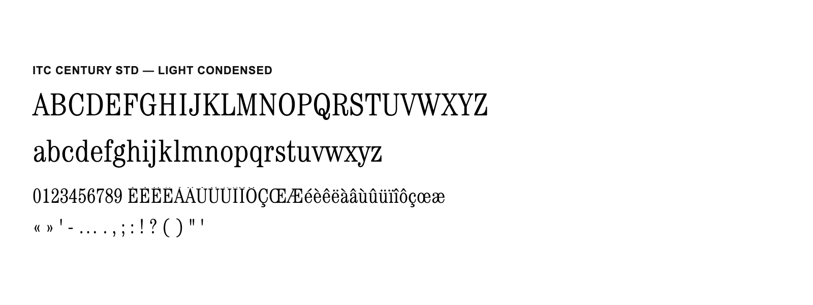 Spécimen de ITC Century Std Light Condensed