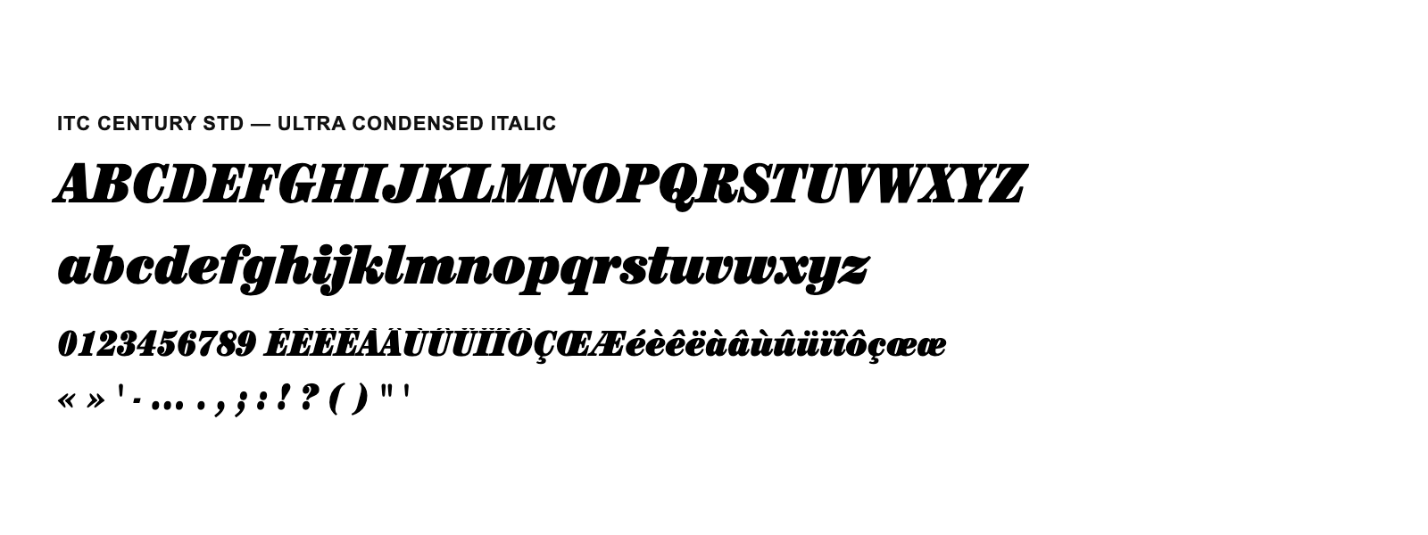 Spécimen de ITC Century Std Ultra Condensed Italic