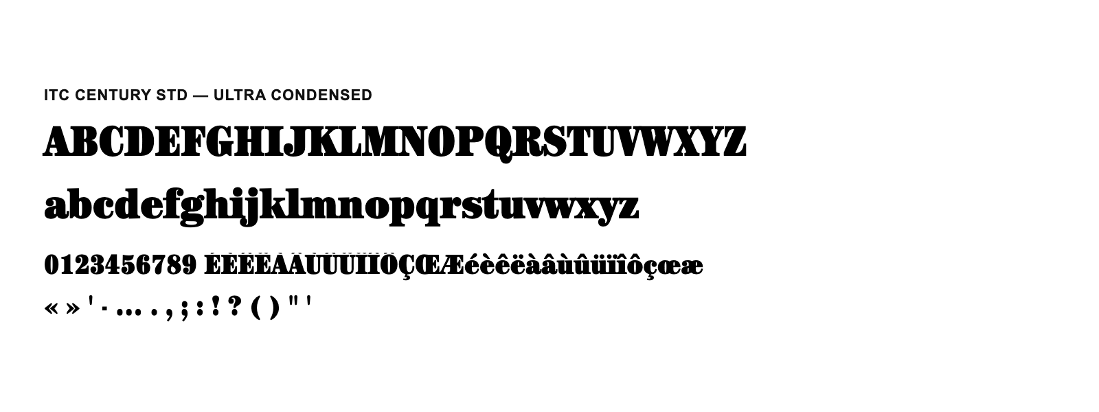 Spécimen de ITC Century Std Ultra Condensed